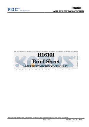 R1610I datasheet - 16-BIT RISC MICROCONTROLLER
