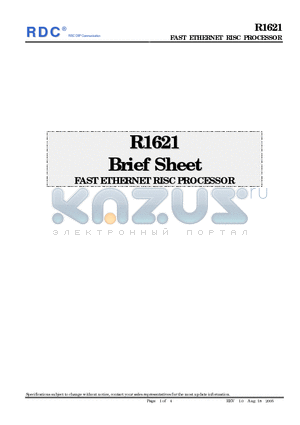 R1621 datasheet - FAST ETHERNET RISC PROCESSOR