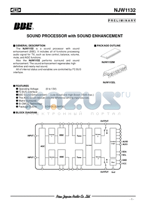 NJW1132L datasheet - SOUND PROCESSOR with SOUND ENHANCEMENT