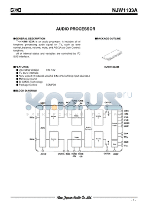 NJW1133A datasheet - AUDIO PROCESSOR