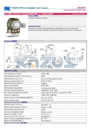 R16312DB2 datasheet - ROTARY POTENTIOMETER