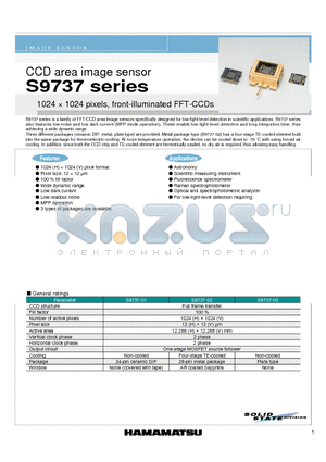 S9737-01 datasheet - CCD area image sensor 1024  1024 pixels, front-illuminated FFT-CCDs