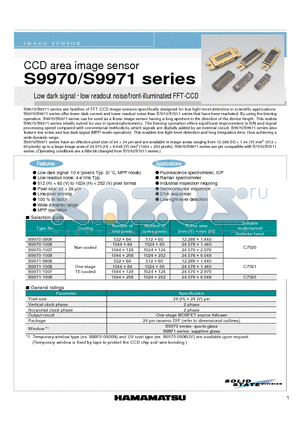 S9970-0906 datasheet - CCD area image sensor Low dark signal g low readout noise/front-illuminated FFT-CCD