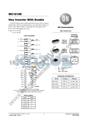 MC10189_02 datasheet - Hex Inverter With Enable