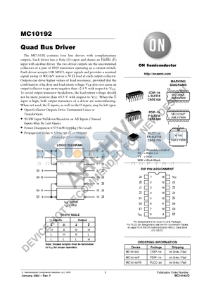 MC10192P datasheet - Quad Bus Driver