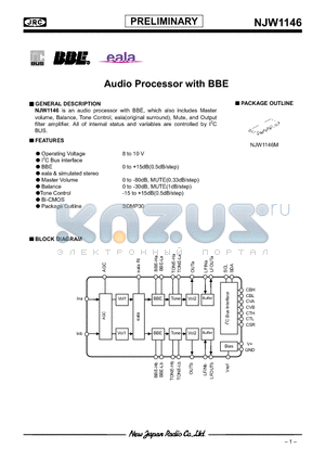 NJW1146 datasheet - Audio Processor with BBE