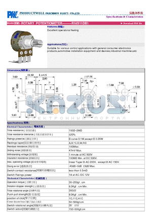 R16S11DB1 datasheet - ROTARY POTENTIOMETER