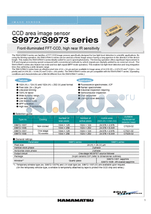 S9973-1007 datasheet - CCD area image sensor Front-illuminated FFT-CCD, high near IR sensitivity