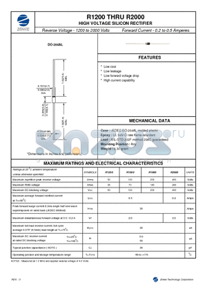 R1800 datasheet - HIGH VOLTAGE SILICON RECTIFIER