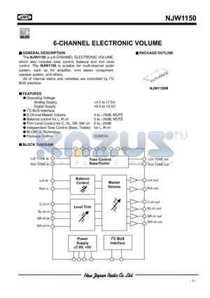 NJW1150M datasheet - 6-CHANNEL ELECTRONIC VOLUME