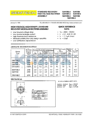 S9HVM2.5 datasheet - STANDARD RECOVERY HIGH VOLTAGE RECTIFIER ASSEMBLY