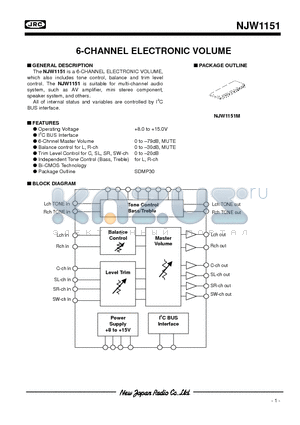 NJW1151M datasheet - 6-CHANNEL ELECTRONIC VOLUME
