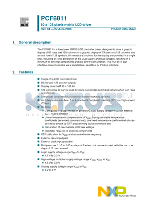 PCF8811 datasheet - 80 x 128 pixels matrix LCD driver