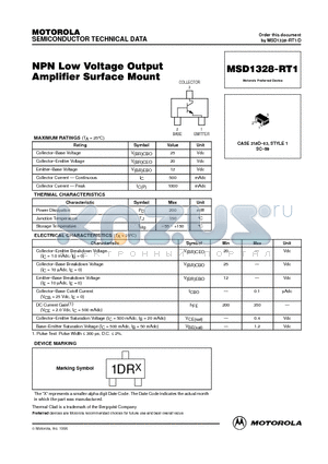 MSD1328-RT1 datasheet - NPN Low Voltage Output Amplifier Surface Mount
