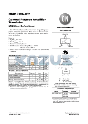 MSD1819A-RT1G datasheet - General Purpose Amplifier Transistor