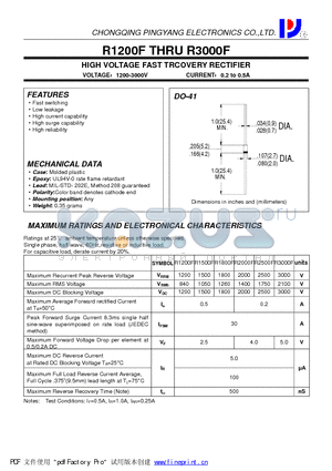 R1800F datasheet - HIGH VOLTAGE FAST TRCOVERY RECTIFIER