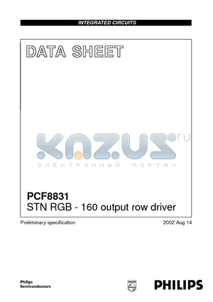 PCF8831 datasheet - STN RGB - 160 output row driver
