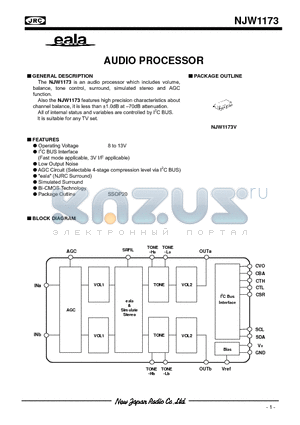 NJW1173V datasheet - AUDIO PROCESSOR