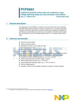 PCF88831 datasheet - Capacitive proximity switch with auto-calibration, large voltage operating