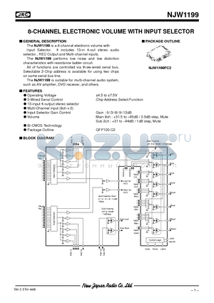 NJW1199 datasheet - 8-CHANNEL ELECTRONIC VOLUME WITH INPUT SELECTOR