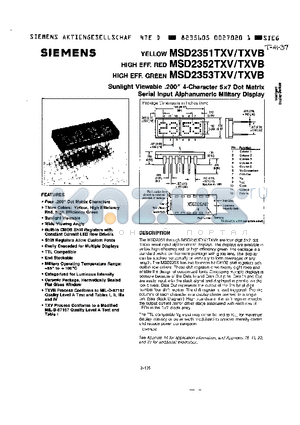 MSD2351TXV datasheet - SUNLIGHT VIEWABLE .200 4-CHARACTER 5X7 DOT MATRIX SERIAL INPUT ALPHANUMERIC MILITARY DISPLAY