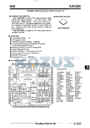 NJW1300AFG1 datasheet - SIGNAL PROCESSOR FOR COLOR TV