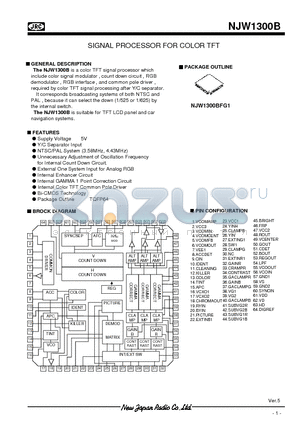 NJW1300BFG1 datasheet - SIGNAL PROCESSOR FOR COLOR TFT