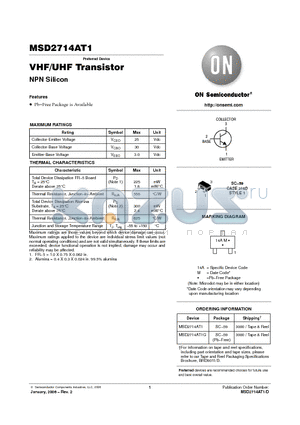 MSD2714AT1 datasheet - VHF/UHF Transistor