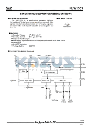 NJW1303 datasheet - SYNCHRONOUS SEPARATOR WITH COUNT DOWN