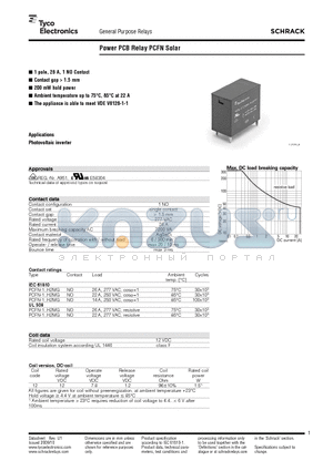 PCFN datasheet - Power PCB Relay PCFN Solar