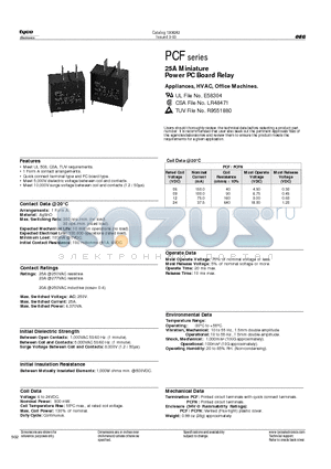 PCFN-106D2M000 datasheet - 25A Miniature Power PC Board Relay