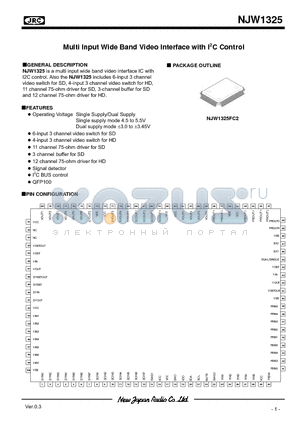 NJW1325 datasheet - Multi Input Wide Band Video Interface with I2C Control