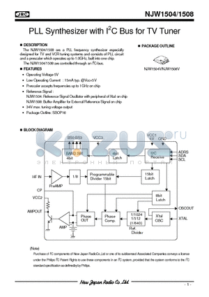 NJW1504 datasheet - PLL Synthesizer with IC Bus for TV Tuner