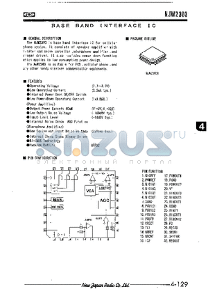 NJW2303 datasheet - BASE BAND INTERFACE IC