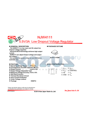 NJW4111 datasheet - 5.5V/3A Low Dropout Voltage Regulator