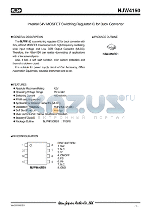 NJW4150 datasheet - Internal 34V MOSFET Switching Regulator IC for Buck Converter