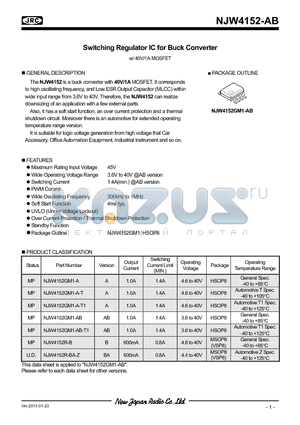 NJW4152-AB datasheet - Switching Regulator IC for Buck Converter