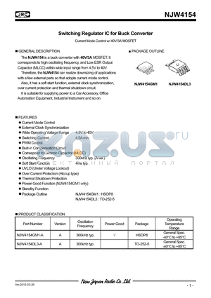 NJW4154 datasheet - Switching Regulator IC for Buck Converter