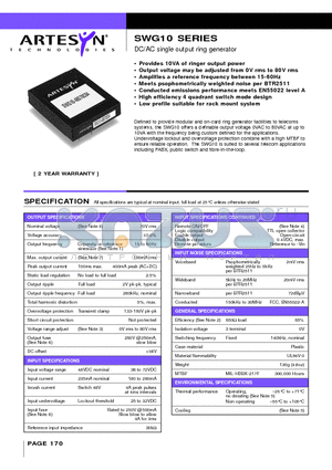 SWG10-48S70C04 datasheet - DC/AC single output ring generator
