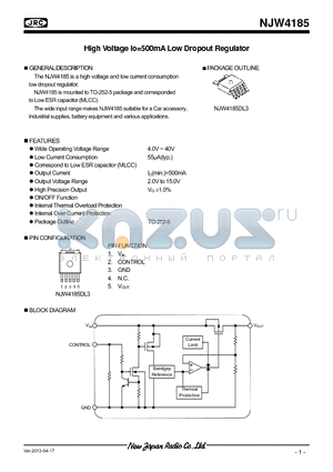 NJW4185DL3-33 datasheet - High Voltage Io=500mA Low Dropout Regulator