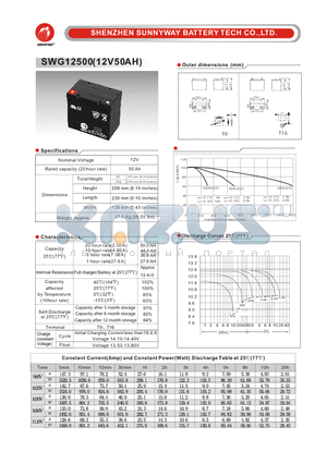 SWG12500 datasheet - GEL Battery