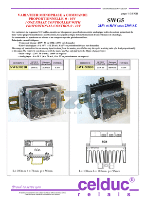 SWG50210 datasheet - ONE PHASE CONTROLLER WITH PROPORTIONAL CONTROL 0 - 10V