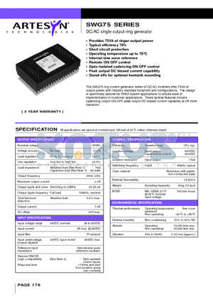 SWG75-48S75C01 datasheet - DC/AC single output ring generator