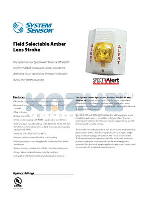 SWH-ALERT datasheet - Field Selectable Amber Lens Strobe