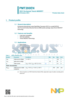 PMT200EN datasheet - 100 V N-channel Trench MOSFET