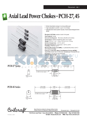 PCH-27-104L datasheet - Axial Lead Power Chokes