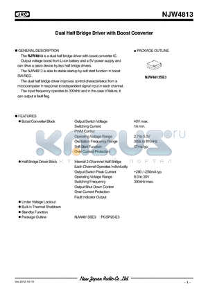 NJW4813 datasheet - Dual Half Bridge Driver with Boost Converter