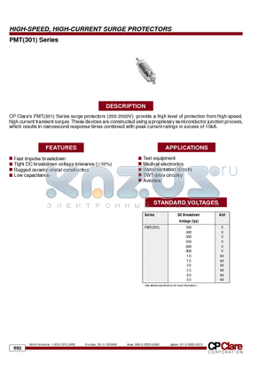 PMT3012.0 datasheet - HIGH-SPEED, HIGH-CURRENT SURGE PROTECTORS