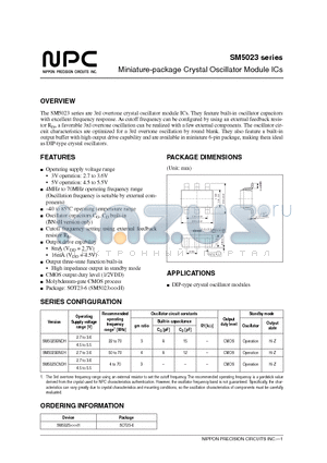 SM5023CNDH datasheet - Miniature-package Crystal Oscillator Module ICs