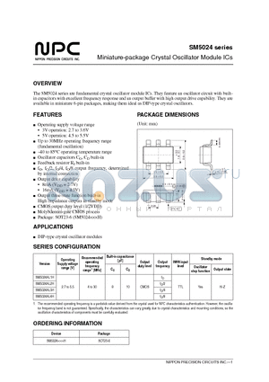 SM5024AL3H datasheet - Miniature-package Crystal Oscillator Module ICs